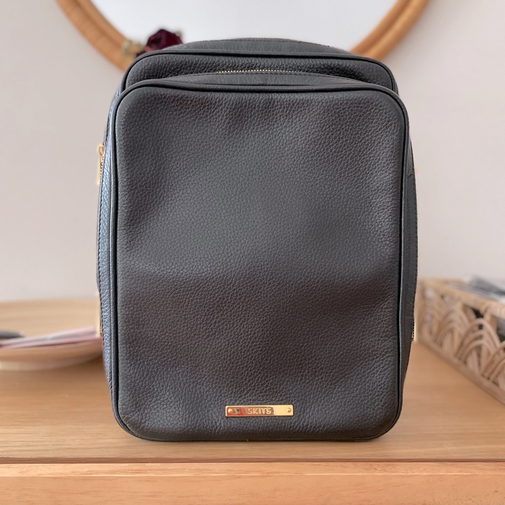 Black Leather Skits Tech Backpack